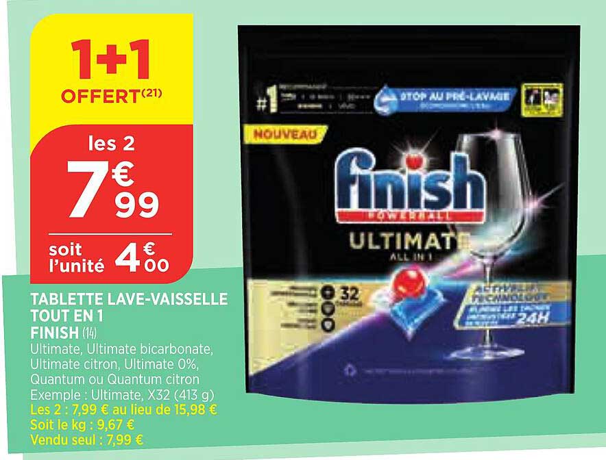 tablette lave-vaisselle tout en 1 finish