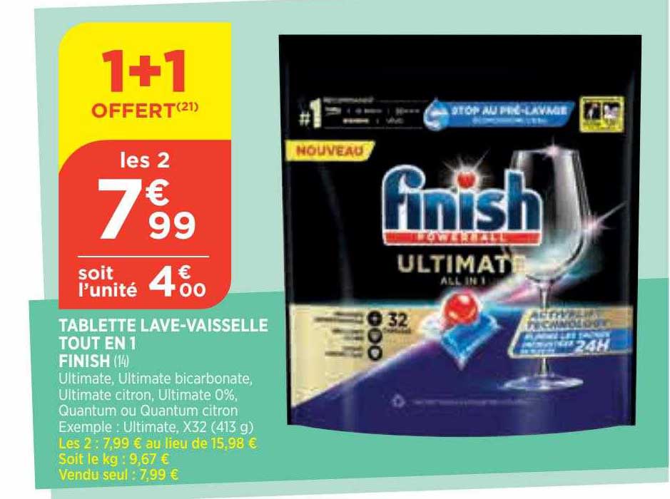 tablette lave-vaisselle tout en 1 finish