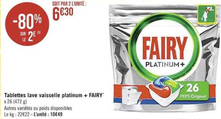 tablettes lave vaisselle platinum + fairy