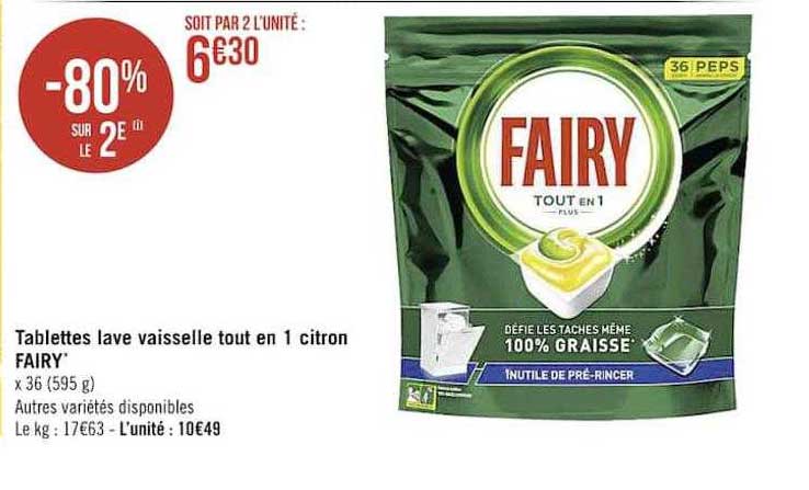 tablettes lave vaisselle tout en 1 citron fairy