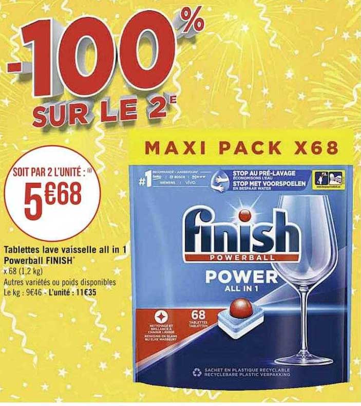 tablettes lave vaissselle all in 1 powerball finish