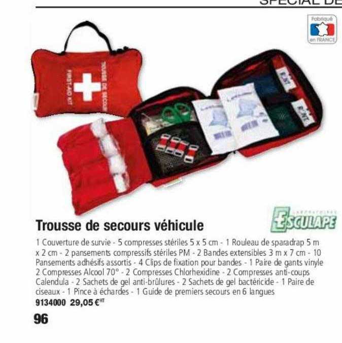 trousse de secours véhicule esculape