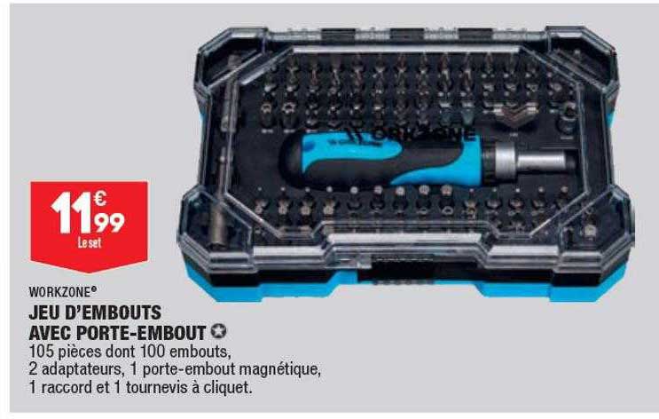 workzone jeu d'embouts avec porte-embout