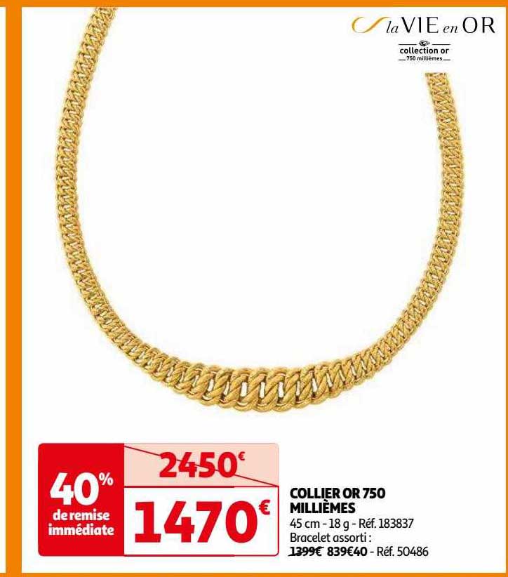 collier or 750 millièmes