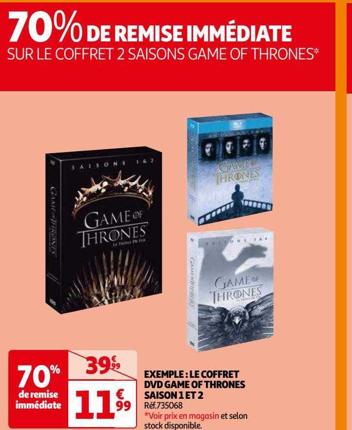 le coffret dvd game of thrones saison 1 et 2