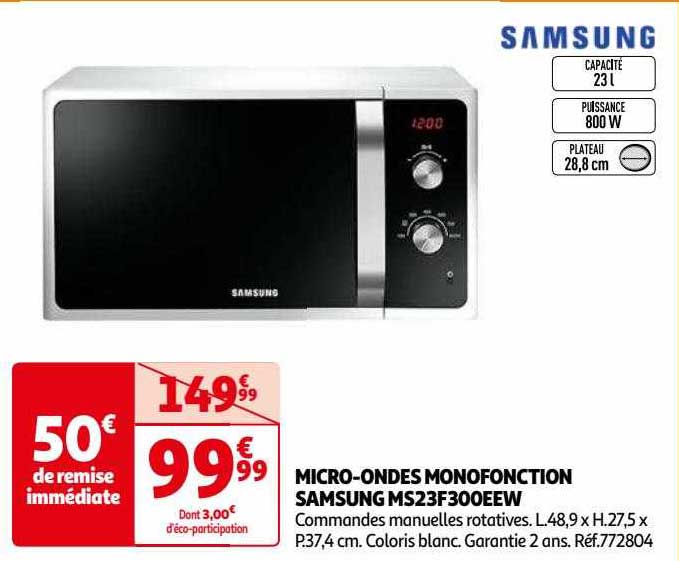 micro-ondes monofonction samsung ms23f300eew