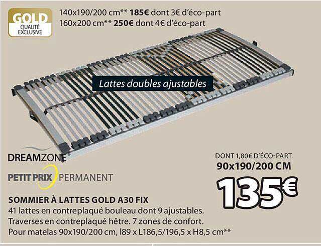 sommier à lattes gold A30 fix