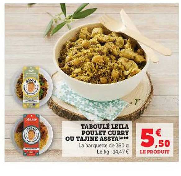 taboulé leila poulet curry ou tajine assya