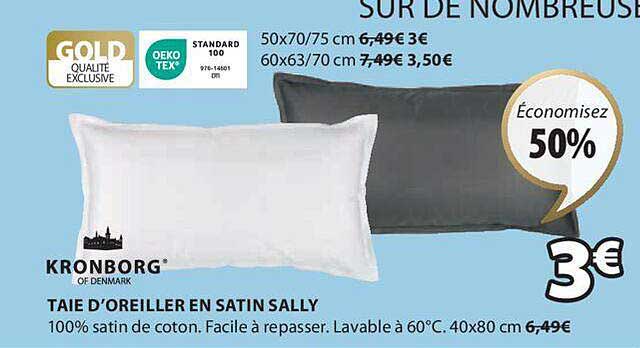 taie d'oreiller en satin sally kronborg