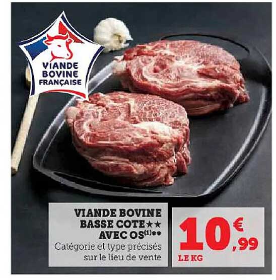 viande bovine basse côte**avec os
