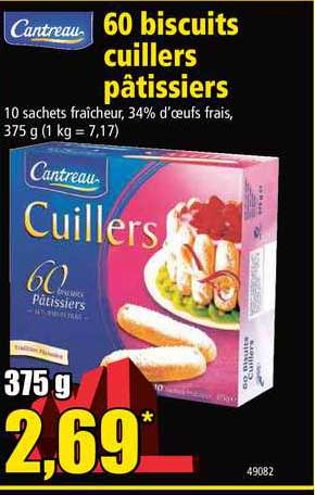 60 biscuits cuillers pâtissiers cantreau