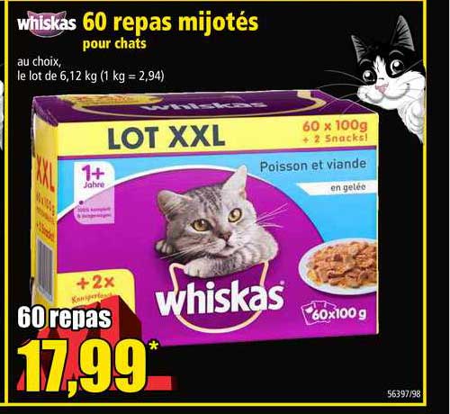 60 repas mijotés pour chats whiskas