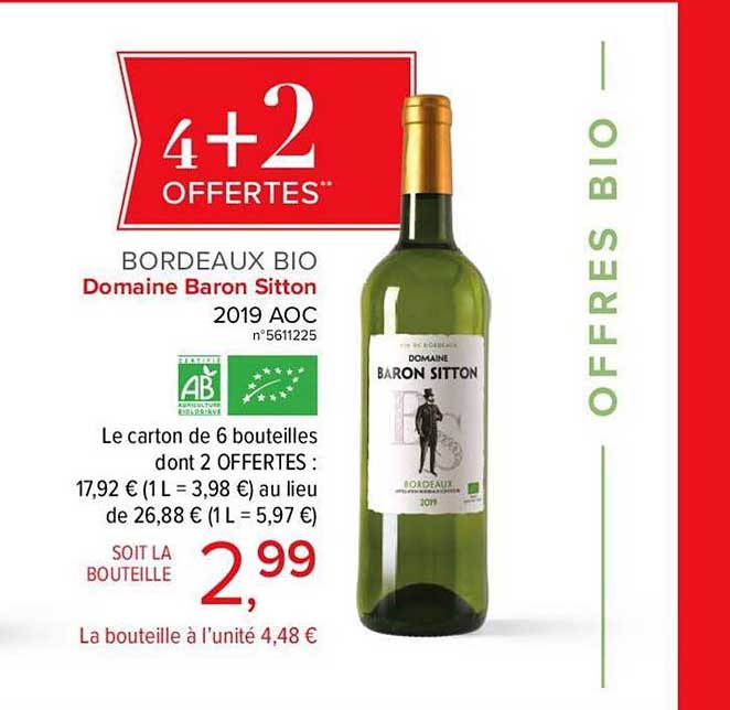 bordeaux bio domaine baron sitton  4+2 offertes