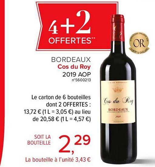 bordeaux cos du roy  4+2 offertes