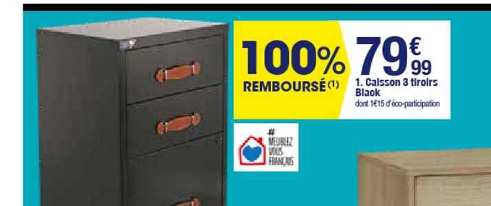 Caisson 3 Tiroirs Black