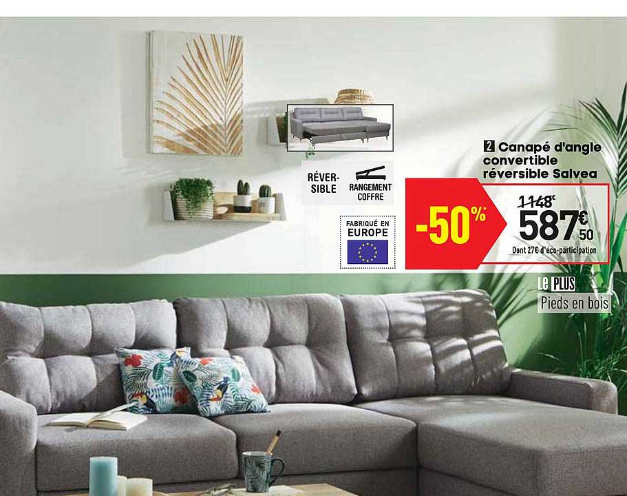 Canapé D'angle Convertible Réversible Salvea