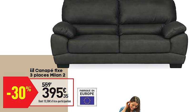 Canapé Fixe 3 Places Milan 2