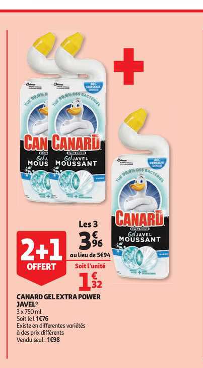 canards gel extra power javel 2+1 offert