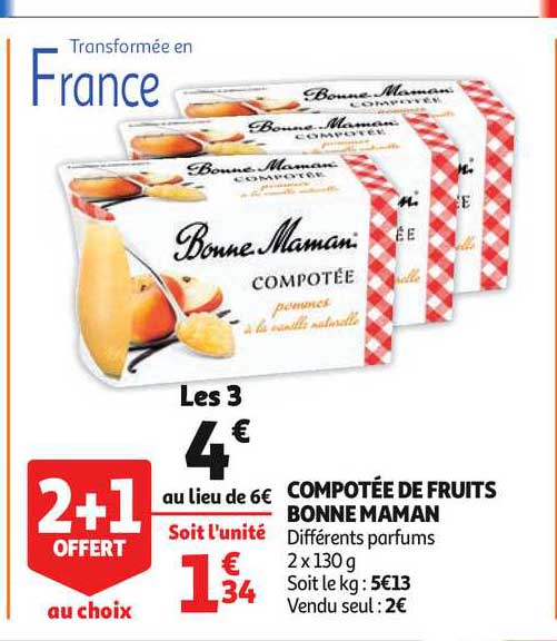 compotée de fruits bonne maman 2+1 offert au choix