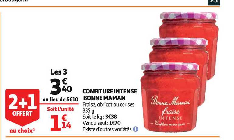 confiture intense bonne maman 2+1 offert au choix