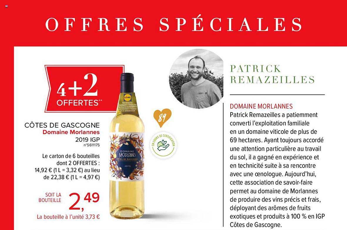 côtes de gascogne domaine morlannes 4+2 offertes