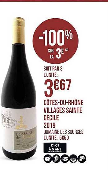 côtes du rhône villages sainte cécile 2019 domaine des sources