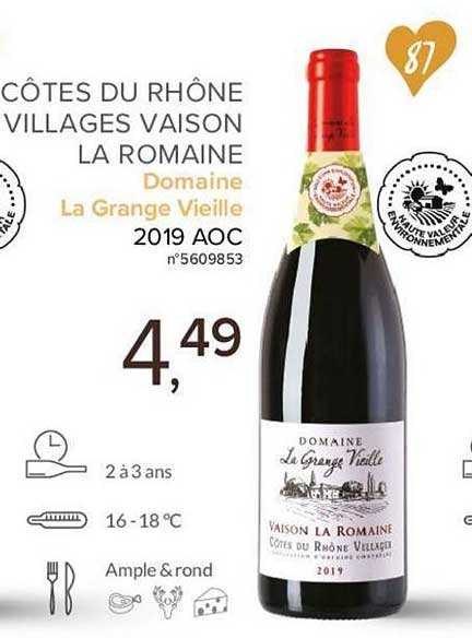 côtes du rhône villages vaison la romaine domaine la grange vieille