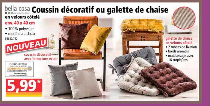 Coussin Décoratif Ou Galette De Chaise Bella Casa