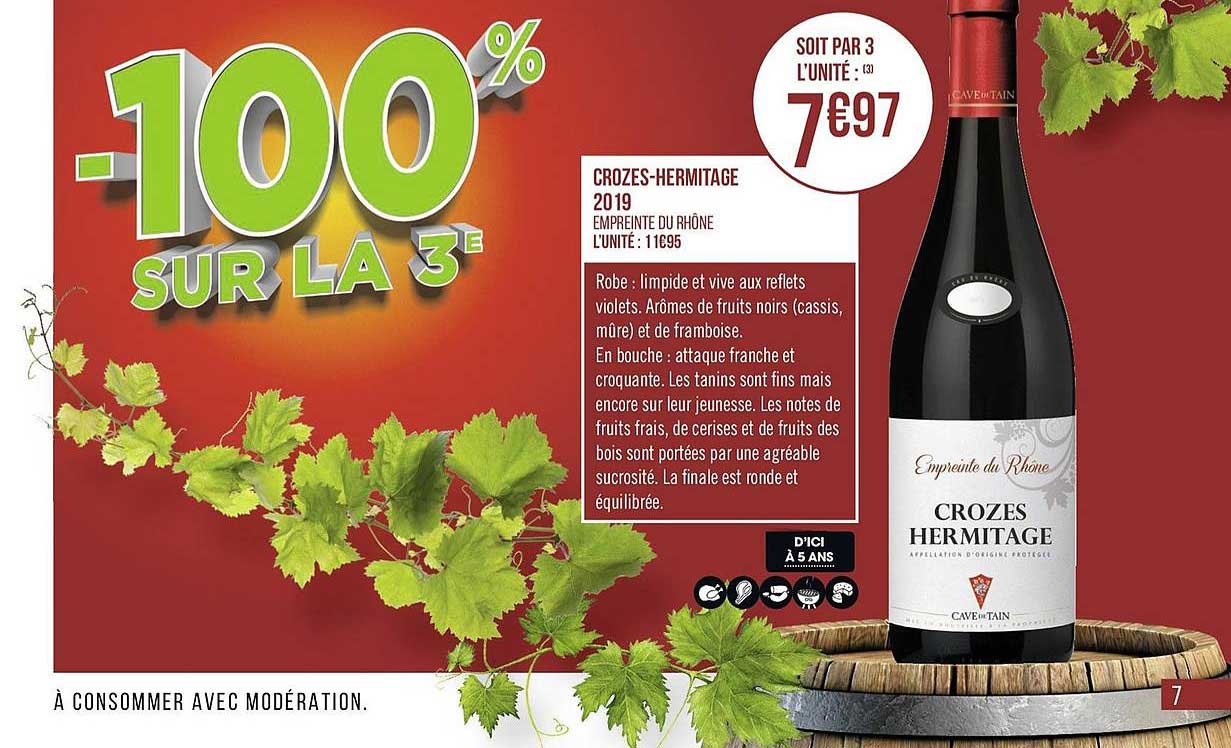 crozes hermitage  2019 empreinte du rhône -100% sur la 3e
