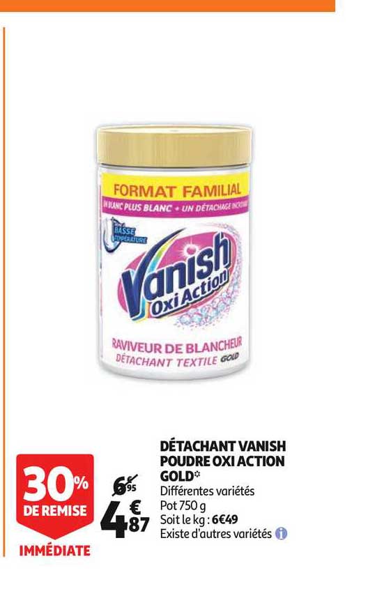 détachant vanish poudre oxi action gold 30% de remise immédiate