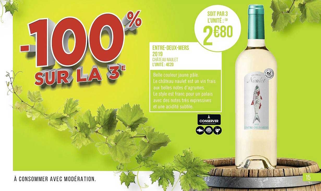 entre  deux mers 2019 château naulet -100% sur la 3e
