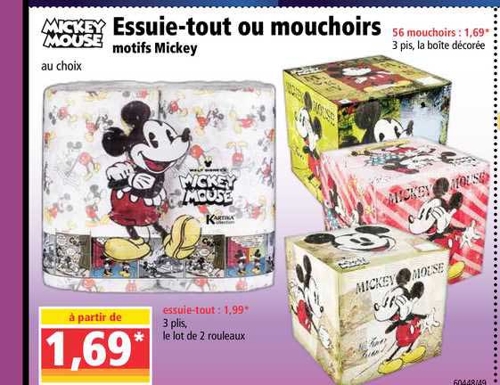 essuie tout ou mouchoirs mickey mouse