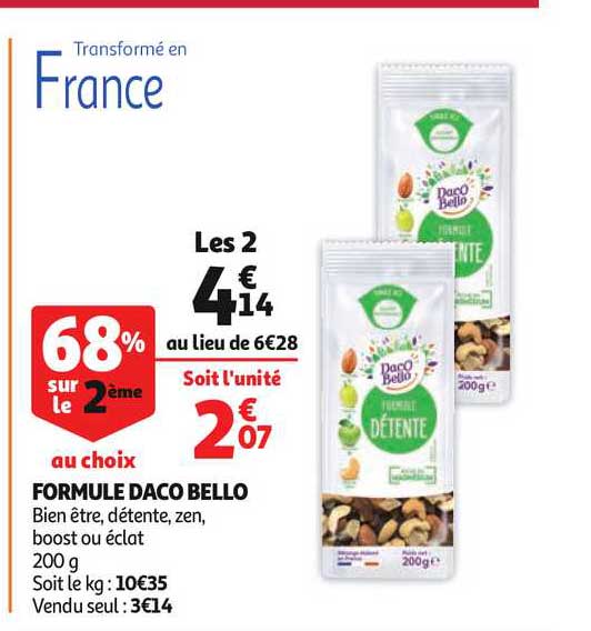 formule daco bello 68% sur le 2ème au choix
