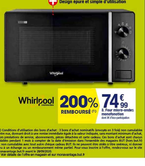 four micro ondes monofonction whirlpool