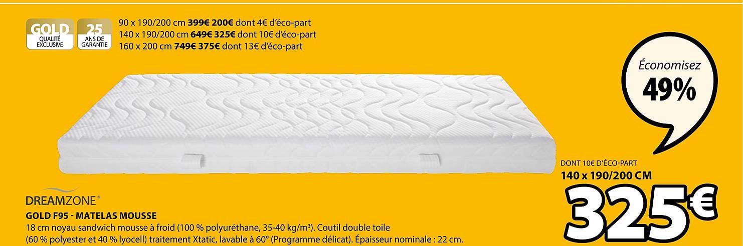 Gold F95 Matelas Mousse Dreamzone