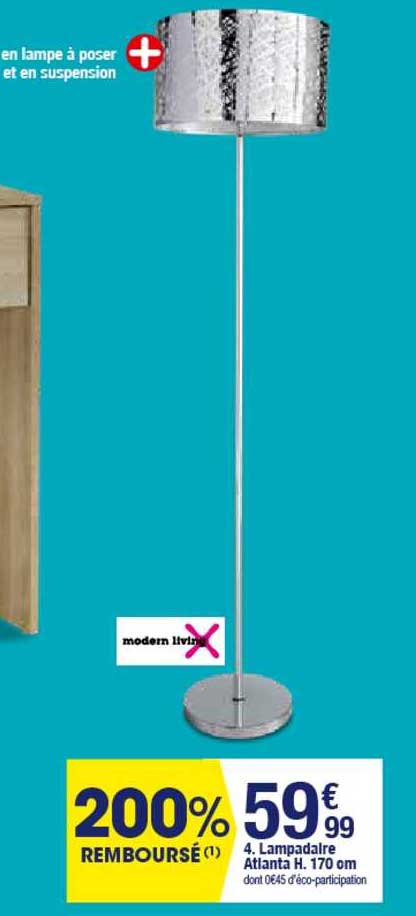 lampadaire atlanta h 170 cm