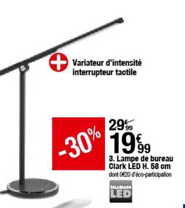 lampe de bureau clark led h 58 cm
