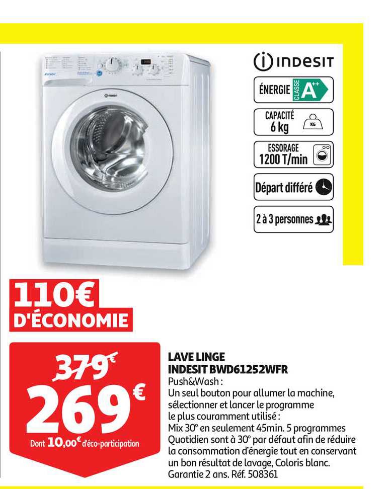 lave linge indesit bwd6125wfr