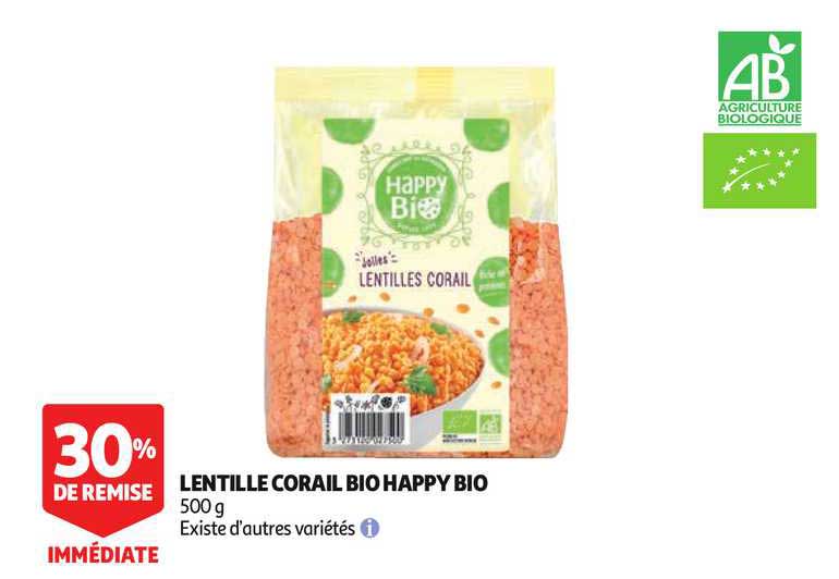 Lentille Corail Bio Happy Bio 30% De Remise Immédiate