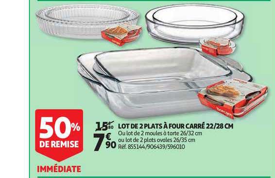 Lot De 2 Plats à Four Carré 22 28 Cm 50% De Remise Immédiate