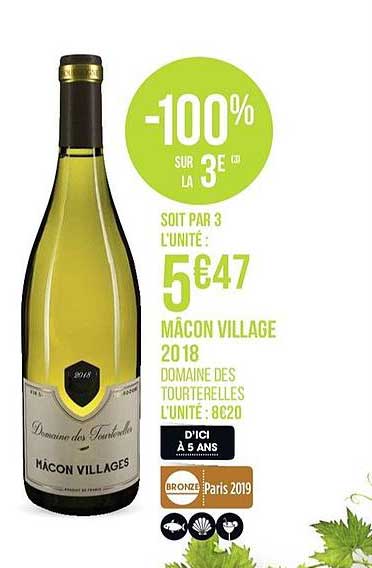 màcon village 2018 domaine des tourterelles -100% sur la 3e