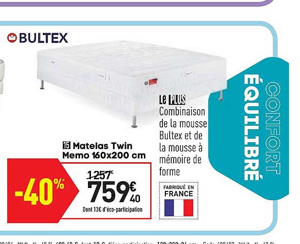 matelas twin memo 160x200 cm