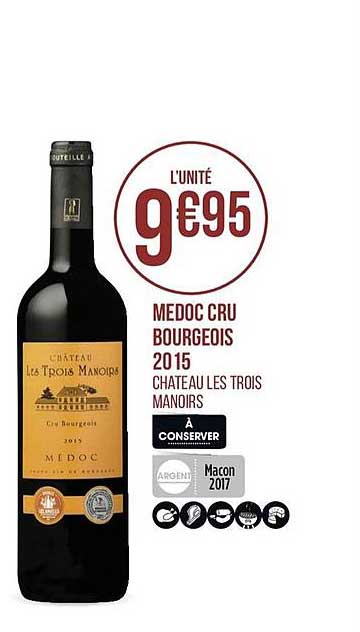 medoc cru bourgeois 2015 château les trois manoirs