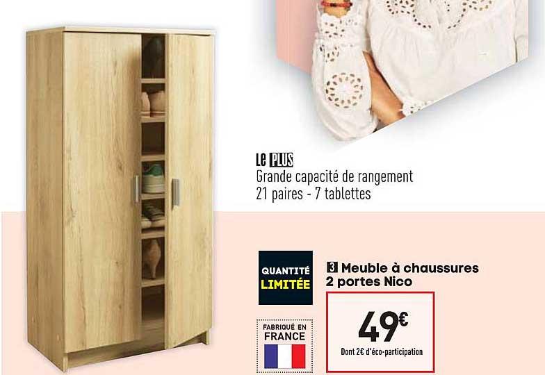 meuble à chaussures 2 portes nico