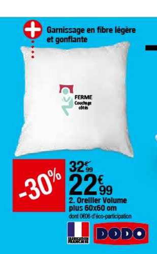 oreiller volume plus 60x60 cm