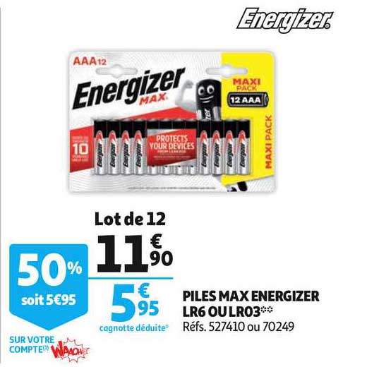 piles max energizer lr6 ou lr03