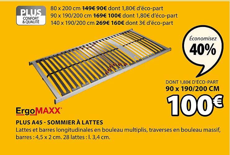 plus a45 sommier à lattes ergomaxx