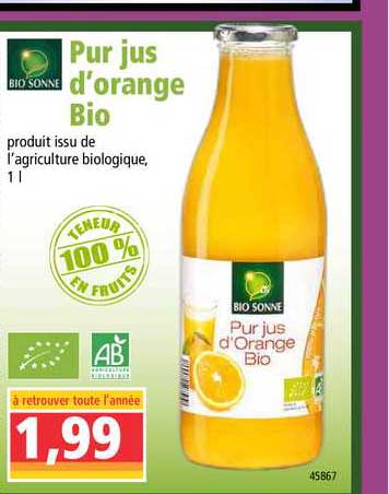 Pur Jus D'orange Bio Bio Sonne