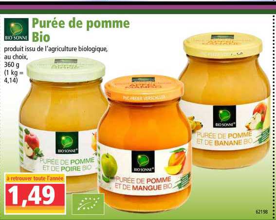 purée de pomme bio bio sonne