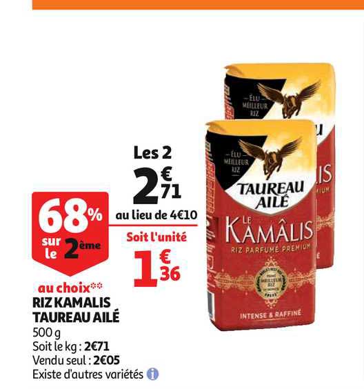 riz kamalis taureau ailé 68% sur le 2ème au choix